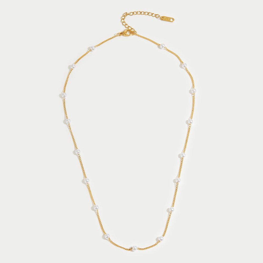 Women's Classic Gold Pearl Timeless Necklace