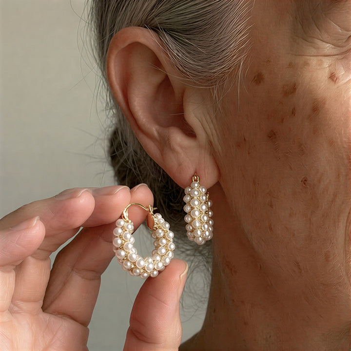 Women's Elegant Hoop Pearl Earrings