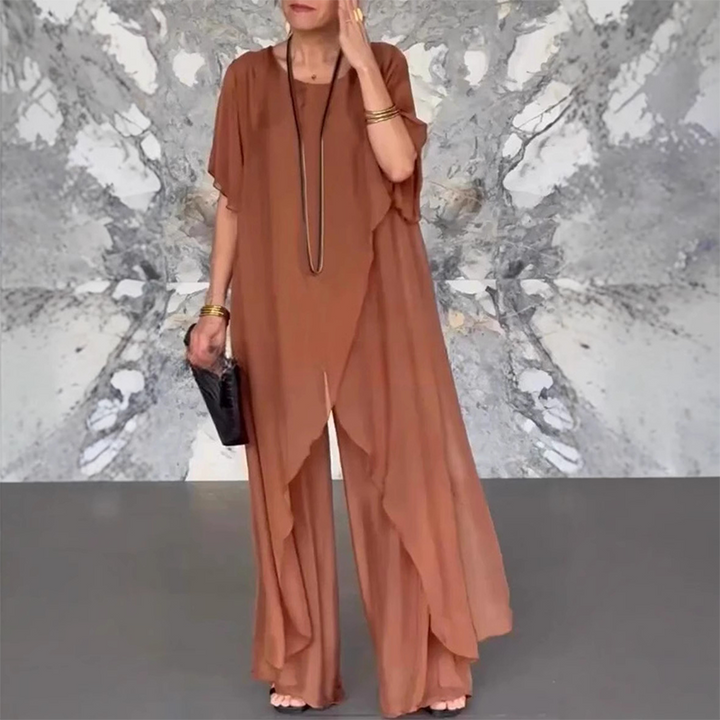 Women's Irregular Top and Wide Leg Pants Set