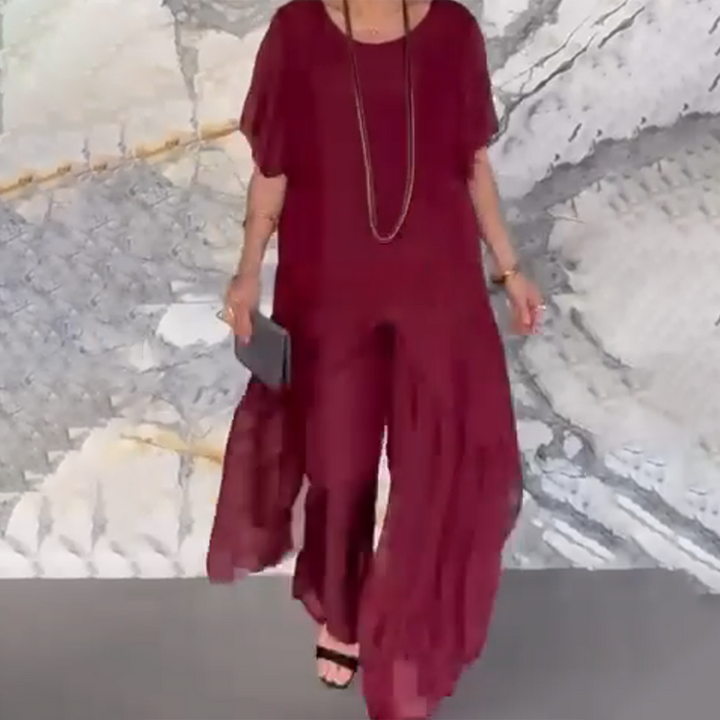 Women's Irregular Top and Wide Leg Pants Set