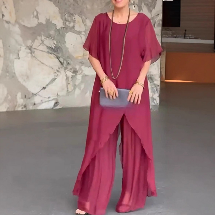 Women's Irregular Top and Wide Leg Pants Set