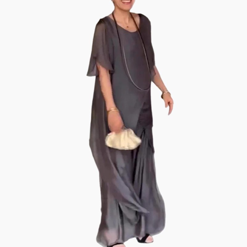 Women's Irregular Top and Wide Leg Pants Set