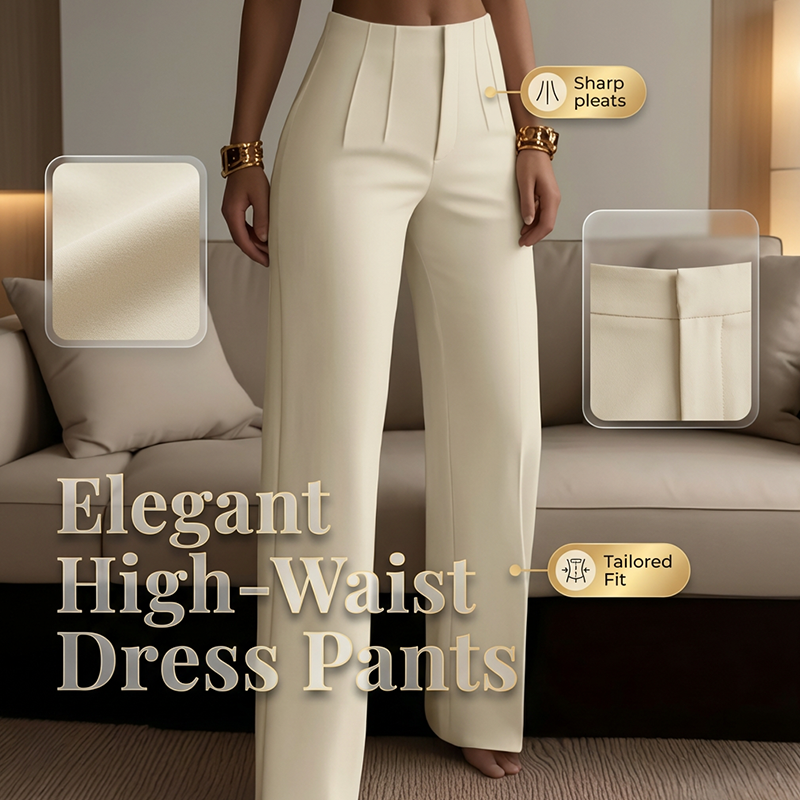Women's Elegant Pleated Wide-Leg Suit Pants