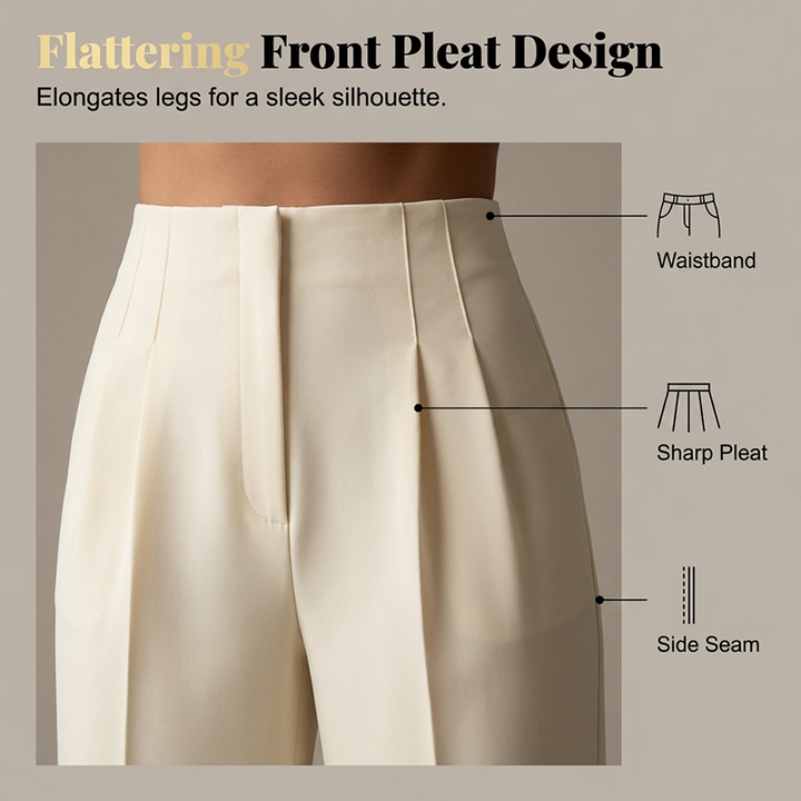 Women's Elegant Pleated Wide-Leg Suit Pants
