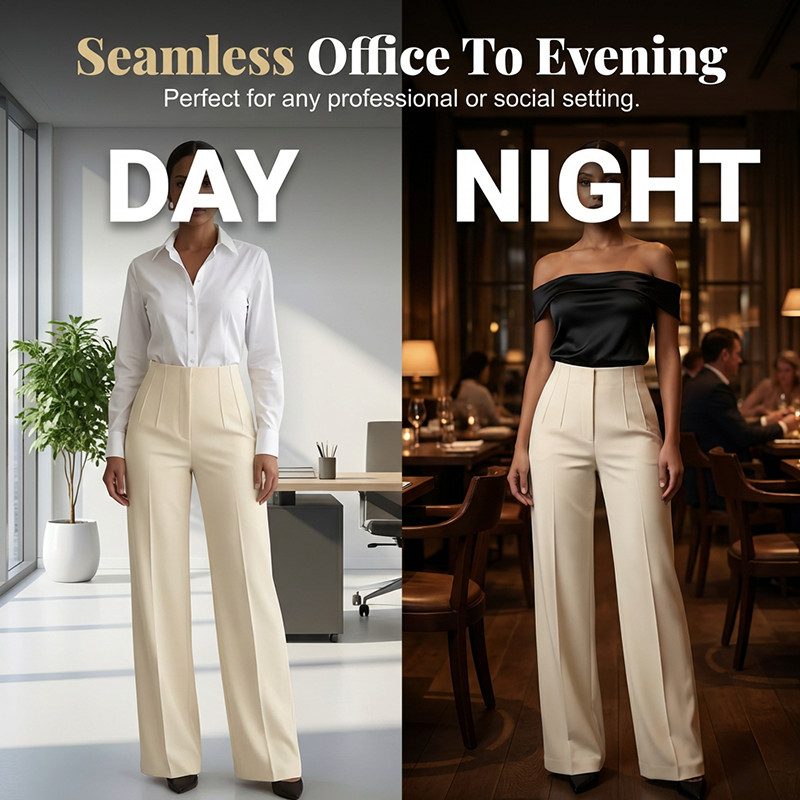 Women's Elegant Pleated Wide-Leg Suit Pants