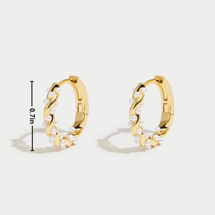 Women's Elegant Twisted Hoop Pearl Earrings