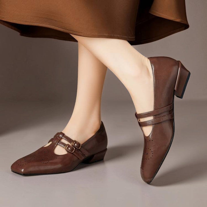 Estella | Brogued Dual-Strap Mary Jane Pumps